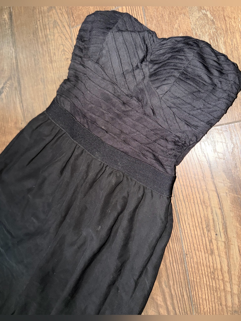 Strapless Black jumpsuit with Textured Bodice and open back